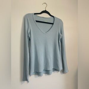 American Eagle Outfitters Light Blue Ribbed Long Sleeve Top